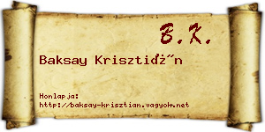 Baksay Krisztián névjegykártya